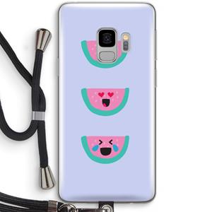 CaseCompany Smiley watermeloen: Samsung Galaxy S9 Transparant Hoesje met koord