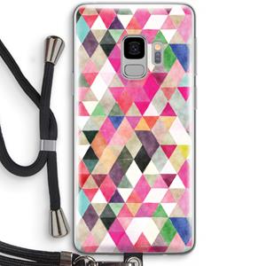 CaseCompany Gekleurde driehoekjes: Samsung Galaxy S9 Transparant Hoesje met koord