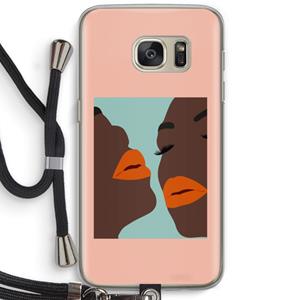 CaseCompany Orange lips: Samsung Galaxy S7 Transparant Hoesje met koord