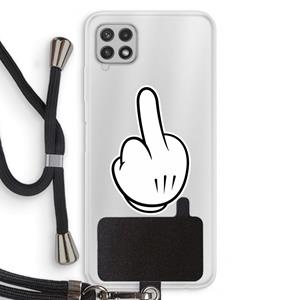 CaseCompany Middle finger white: Samsung Galaxy A22 4G Transparant Hoesje met koord