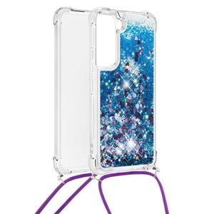 Lunso Backcover hoes met koord - Samsung Galaxy S22 Plus - Glitter Blauw