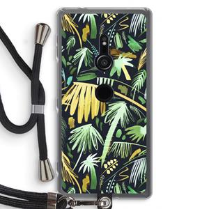 CaseCompany Tropical Palms Dark: Sony Xperia XZ2 Transparant Hoesje met koord