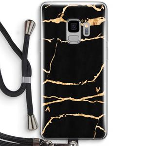 CaseCompany Gouden marmer: Samsung Galaxy S9 Transparant Hoesje met koord