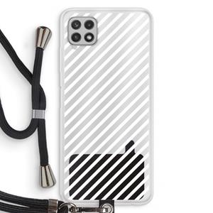 CaseCompany Strepen zwart-wit: Samsung Galaxy A22 4G Transparant Hoesje met koord