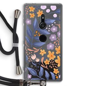 CaseCompany Flowers with blue leaves: Sony Xperia XZ2 Transparant Hoesje met koord