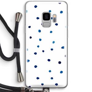 CaseCompany Blauwe stippen: Samsung Galaxy S9 Transparant Hoesje met koord