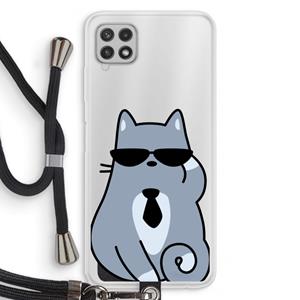 CaseCompany Cool cat: Samsung Galaxy A22 4G Transparant Hoesje met koord