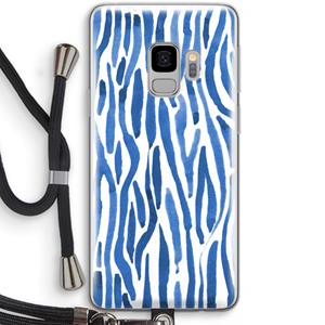 CaseCompany Blauwe nerven: Samsung Galaxy S9 Transparant Hoesje met koord