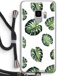 CaseCompany Tropische bladeren: Samsung Galaxy S9 Transparant Hoesje met koord