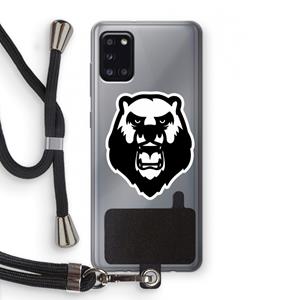 CaseCompany Angry Bear (white): Samsung Galaxy A31 Transparant Hoesje met koord