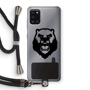 CaseCompany Angry Bear (black): Samsung Galaxy A31 Transparant Hoesje met koord