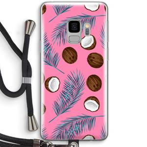 CaseCompany Kokosnoot roze: Samsung Galaxy S9 Transparant Hoesje met koord