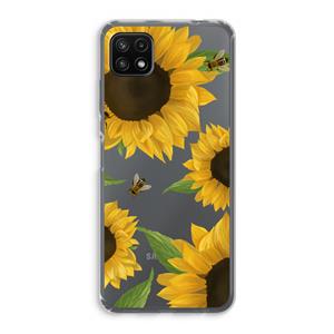 CaseCompany Sunflower and bees: Samsung Galaxy A22 5G Transparant Hoesje