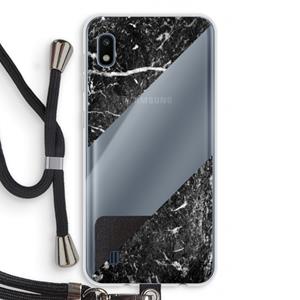 CaseCompany Zwart marmer: Samsung Galaxy A10 Transparant Hoesje met koord