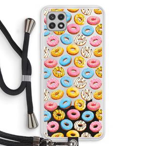 CaseCompany Pink donuts: Samsung Galaxy A22 4G Transparant Hoesje met koord