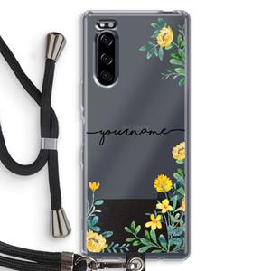 CaseCompany Gele bloemen: Sony Xperia 5 Transparant Hoesje met koord
