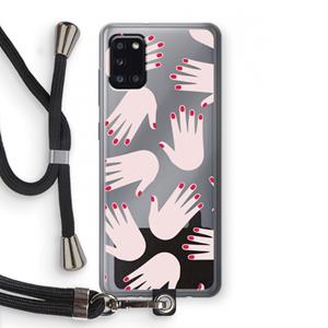 CaseCompany Hands pink: Samsung Galaxy A31 Transparant Hoesje met koord