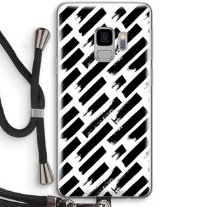 CaseCompany Zwarte vegen: Samsung Galaxy S9 Transparant Hoesje met koord