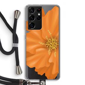CaseCompany Orange Ellila flower: Samsung Galaxy S21 Ultra Transparant Hoesje met koord