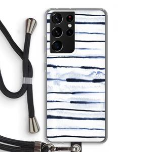 CaseCompany Ink Stripes: Samsung Galaxy S21 Ultra Transparant Hoesje met koord