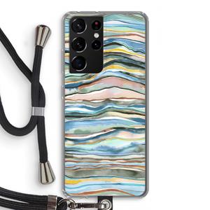 CaseCompany Watercolor Agate: Samsung Galaxy S21 Ultra Transparant Hoesje met koord