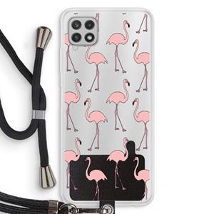 CaseCompany Anything Flamingoes: Samsung Galaxy A22 4G Transparant Hoesje met koord