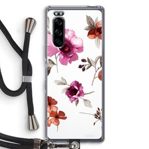 CaseCompany Geschilderde bloemen: Sony Xperia 5 Transparant Hoesje met koord
