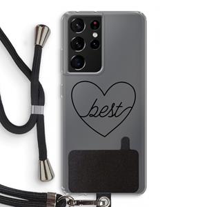 CaseCompany Best heart black: Samsung Galaxy S21 Ultra Transparant Hoesje met koord