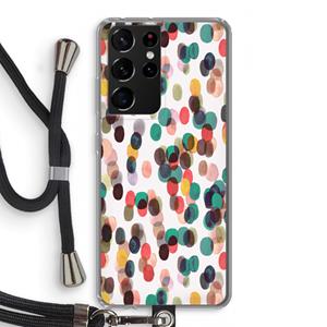 CaseCompany Tropical Dots: Samsung Galaxy S21 Ultra Transparant Hoesje met koord