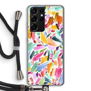 CaseCompany Watercolor Brushstrokes: Samsung Galaxy S21 Ultra Transparant Hoesje met koord