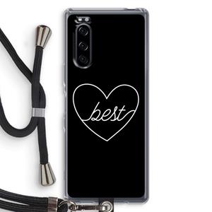CaseCompany Best heart black: Sony Xperia 5 Transparant Hoesje met koord