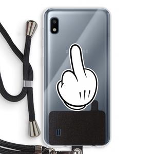 CaseCompany Middle finger white: Samsung Galaxy A10 Transparant Hoesje met koord
