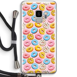 CaseCompany Pink donuts: Samsung Galaxy S9 Transparant Hoesje met koord