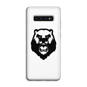CaseCompany Angry Bear (white): Samsung Galaxy S10 4G Transparant Hoesje