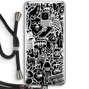 CaseCompany Vexx Black Mixtape: Samsung Galaxy S9 Transparant Hoesje met koord