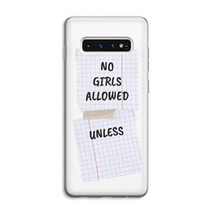 CaseCompany No Girls Allowed Unless: Samsung Galaxy S10 4G Transparant Hoesje