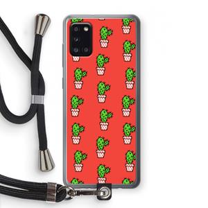 CaseCompany Mini cactus: Samsung Galaxy A31 Transparant Hoesje met koord