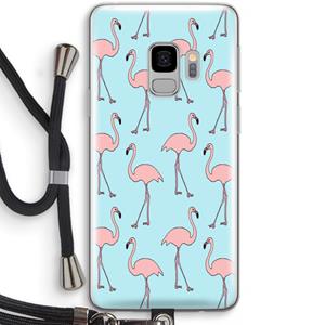 CaseCompany Anything Flamingoes: Samsung Galaxy S9 Transparant Hoesje met koord