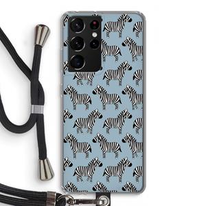 CaseCompany Zebra: Samsung Galaxy S21 Ultra Transparant Hoesje met koord