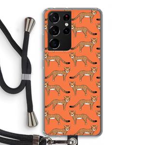 CaseCompany Cheetah: Samsung Galaxy S21 Ultra Transparant Hoesje met koord