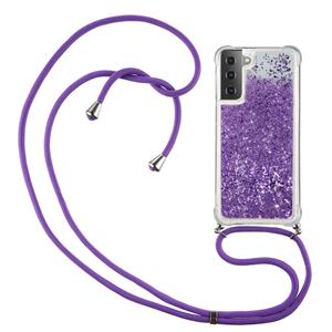 Lunso Backcover hoes met koord - Samsung Galaxy S21 Ultra - Glitter Paars