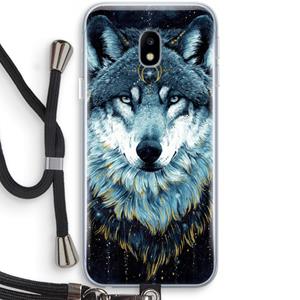 CaseCompany Darkness Wolf: Samsung Galaxy J3 (2017) Transparant Hoesje met koord