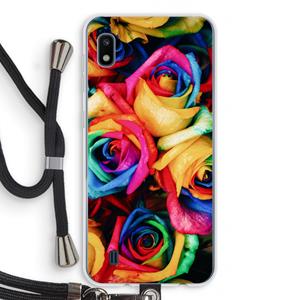CaseCompany Neon bloemen: Samsung Galaxy A10 Transparant Hoesje met koord