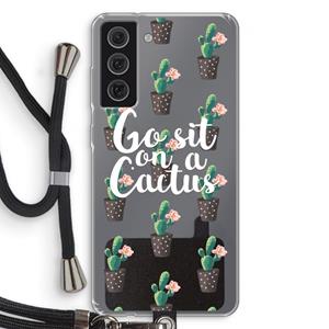 CaseCompany Cactus quote: Samsung Galaxy S21 FE Transparant Hoesje met koord