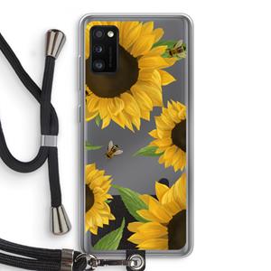 CaseCompany Sunflower and bees: Samsung Galaxy A41 Transparant Hoesje met koord