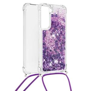 Lunso Backcover hoes met koord - Samsung Galaxy S22 - Glitter Paars