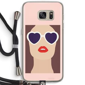 CaseCompany Red lips: Samsung Galaxy S7 Transparant Hoesje met koord