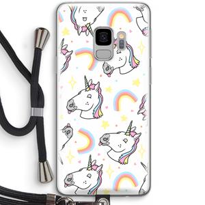 CaseCompany Rainbow Unicorn: Samsung Galaxy S9 Transparant Hoesje met koord