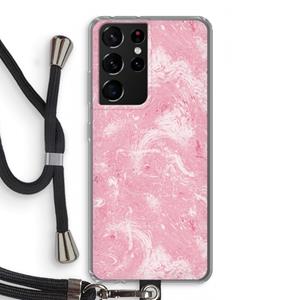 CaseCompany Abstract Painting Pink: Samsung Galaxy S21 Ultra Transparant Hoesje met koord