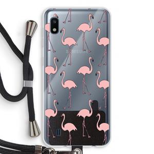 CaseCompany Anything Flamingoes: Samsung Galaxy A10 Transparant Hoesje met koord